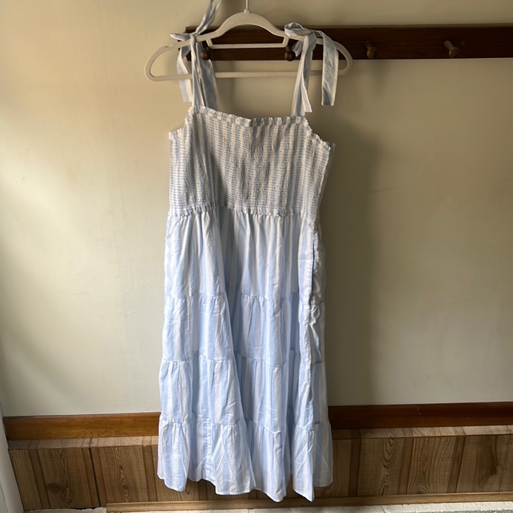 NWT blue and white striped cotton dress from J. Crew. Perfect for the 4th!!